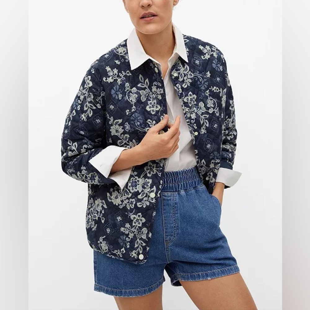 Mango Printed Quilted Jacket